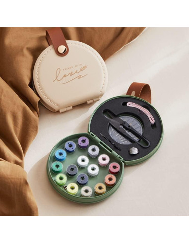 Kit de Costura ZUNON Verde Compacto con Herramientas Básicas