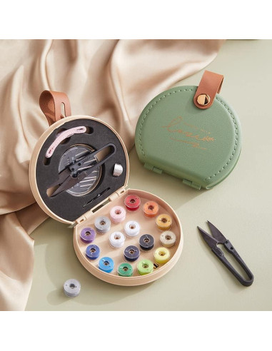Kit de Costura ZUNON Verde Compacto con Herramientas Básicas