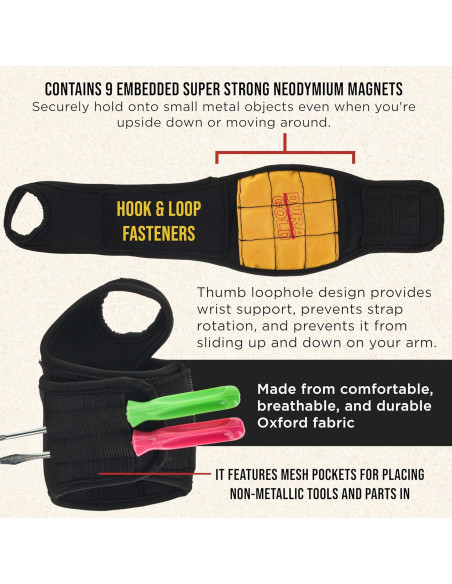 Banda de Muñeca Magnética Dura-Gold con 9 Imanes - Soporte