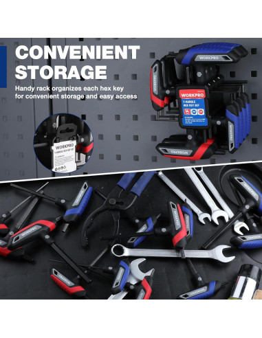 Juego de Llaves Allen en T WORKPRO 14 Piezas Métricas y SAE
