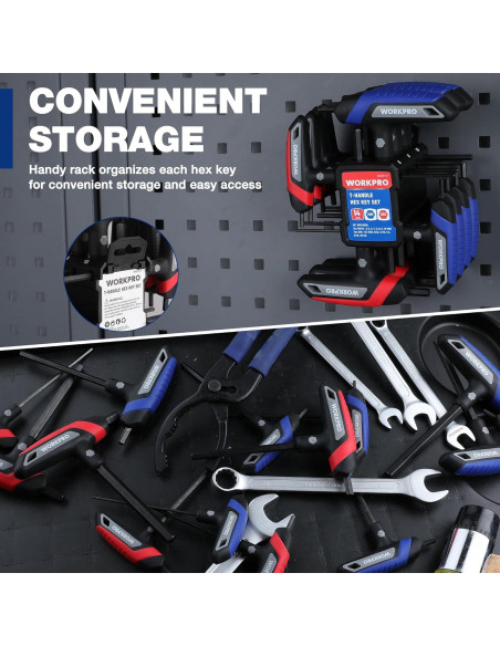 Juego de Llaves Allen en T WORKPRO 14 Piezas Métricas y SAE