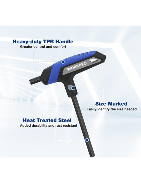 Juego de Llaves Allen en T WORKPRO 14 Piezas Métricas y SAE