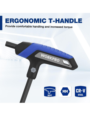 Juego de Llaves Allen en T WORKPRO 14 Piezas Métricas y SAE