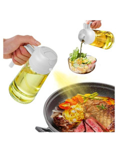 Rociador de Aceite de Vidrio YUNYDSM 470ml 2Pcs Blanco
