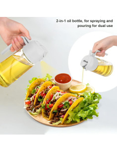 Rociador de Aceite de Vidrio YUNYDSM 470ml 2Pcs Blanco 2