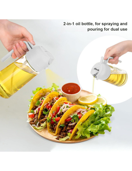 Rociador de Aceite de Vidrio YUNYDSM 470ml 2Pcs Blanco