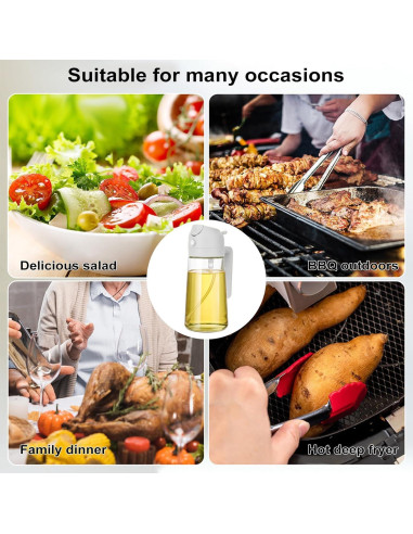 Rociador de Aceite de Vidrio YUNYDSM 470ml 2Pcs Blanco