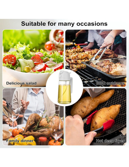 Rociador de Aceite de Vidrio YUNYDSM 470ml 2Pcs Blanco