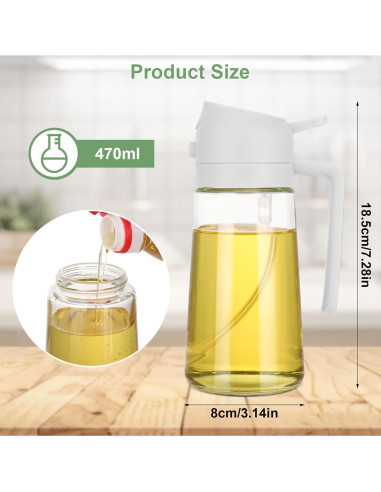 Rociador de Aceite de Vidrio YUNYDSM 470ml 2Pcs Blanco