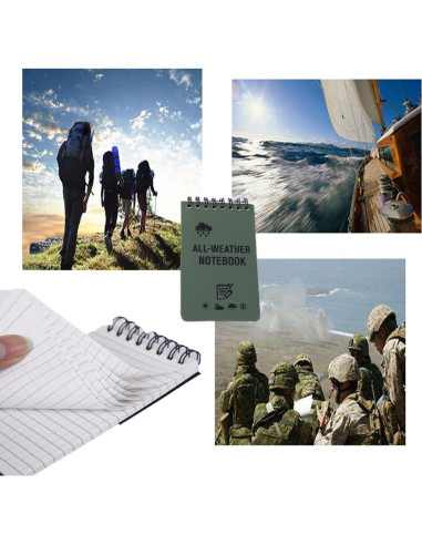 3 Cuadernos Impermeables WedFeir Verde Militar 7.6 x 12.7 cm