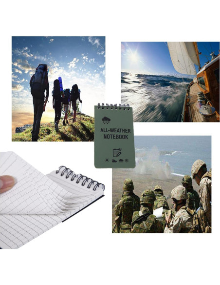 3 Cuadernos Impermeables WedFeir Verde Militar 7.6 x 12.7 cm