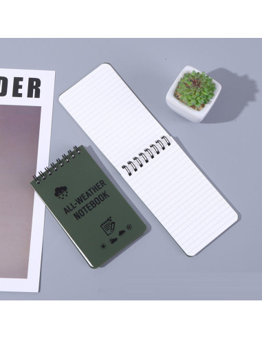 3 Cuadernos Impermeables WedFeir Verde Militar 7.6 x 12.7 cm