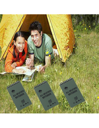3 Cuadernos Impermeables WedFeir Verde Militar 7.6 x 12.7 cm