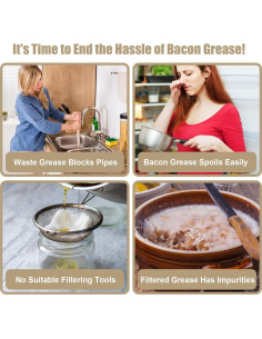 Contenedor de Grasa de Tocino CINNIE&JHIN 0.44L con Colador 2