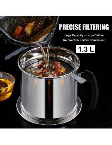 Contenedor de Grasa de Tocino Ralleyfun 1.3L Acero Inoxidable