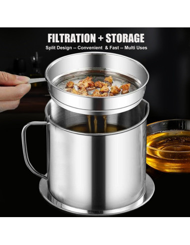 Contenedor de Grasa de Tocino Ralleyfun 1.3L Acero Inoxidable