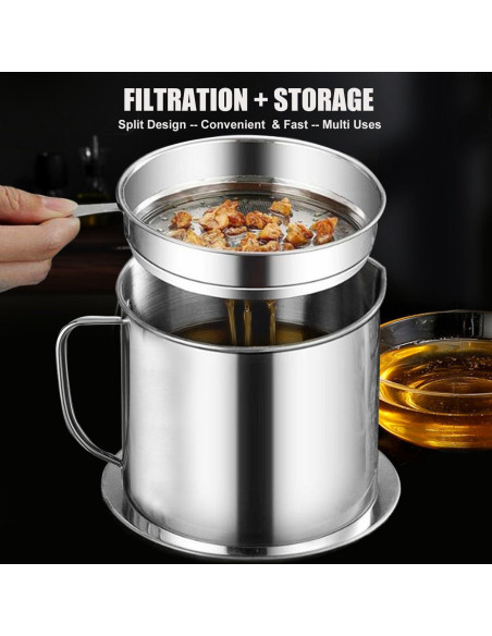 Contenedor de Grasa de Tocino Ralleyfun 1.3L Acero Inoxidable