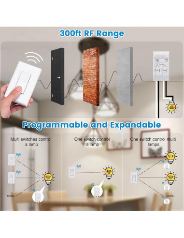 Kit Interruptor Inalámbrico Ortis 91.44m Sin Cableado