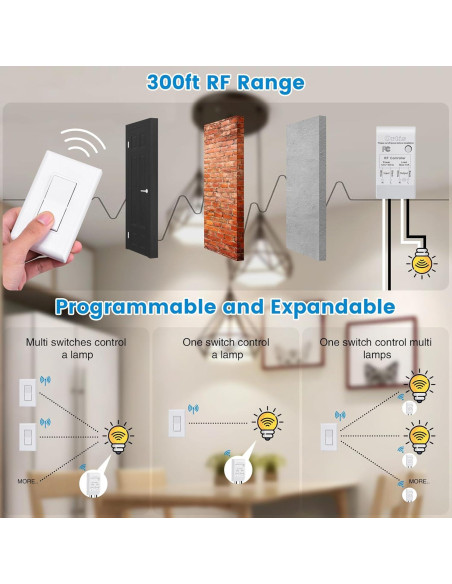 Kit Interruptor Inalámbrico Ortis 91.44m Sin Cableado