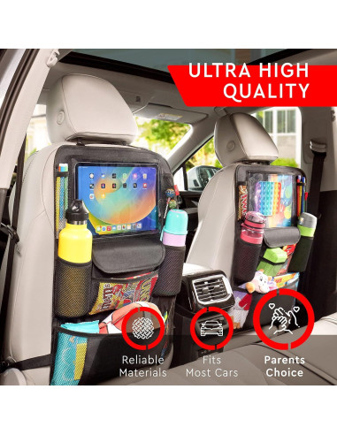 Organizador de Asiento de Coche Helteko Negro, Soporte para Tableta 30 cm
