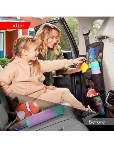 Organizador de Asiento de Coche Helteko Negro, Soporte para Tableta 30 cm