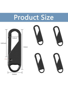 Tiradores de Cremallera Deoward 6 PCS Metal Negro 36mm 2