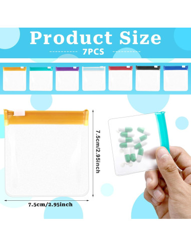 Bolsas de Pastillas Reutilizables Sliverdew 7 Piezas 7.5x7.5cm