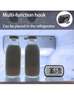 Paquete de 2 termómetros digitales RIY para refrigerador - Negro 2