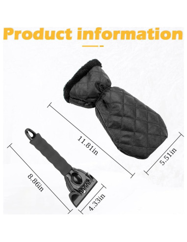 Raspador de Hielo para Auto Osilly con Guante Térmico Negro