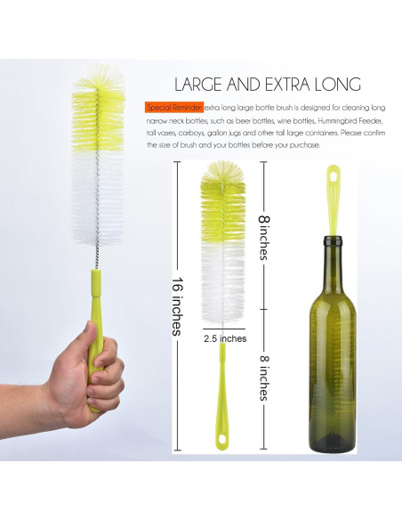 Cepillo Limpiador de Botellas ALINK 42 cm Verde Claro