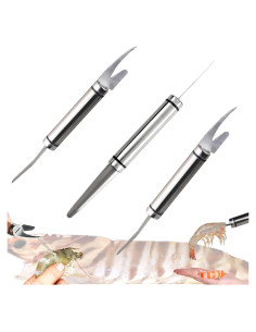 Cuchillo Multifuncional 5 en 1 para Camarones y Pescado - Acero