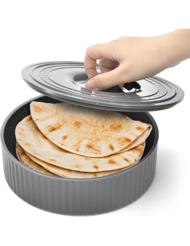 Paquete de 2 Calentadores de Tortilla Covzoe 21.6 cm Gris