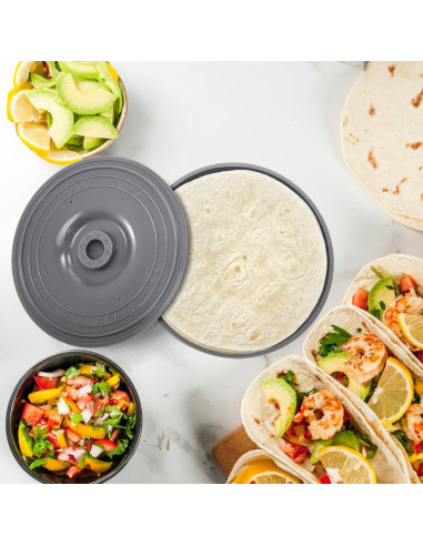 Paquete de 2 Calentadores de Tortilla Covzoe 21.6 cm Gris
