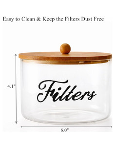 Soporte para Filtros de Café Cididu de Vidrio y Bambú 15.24 cm 2