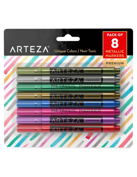Set de 8 Marcadores Metálicos Lavables Arteza para Vidrio
