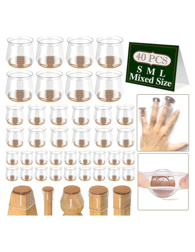 40 Protectores de Piso Silicona Cuiwos para Patas de Sillas