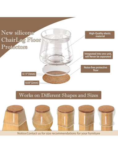 40 Protectores de Piso Silicona Cuiwos para Patas de Sillas