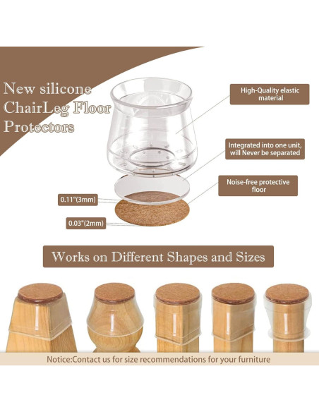40 Protectores de Piso Silicona Cuiwos para Patas de Sillas