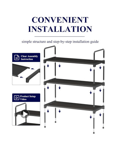 Estante para zapatos Kitsure 3 niveles 70.1x30x57.5cm Negro