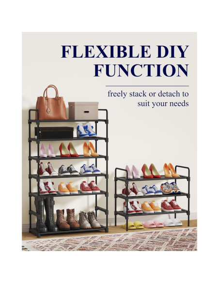 Estante para zapatos Kitsure 3 niveles 70.1x30x57.5cm Negro