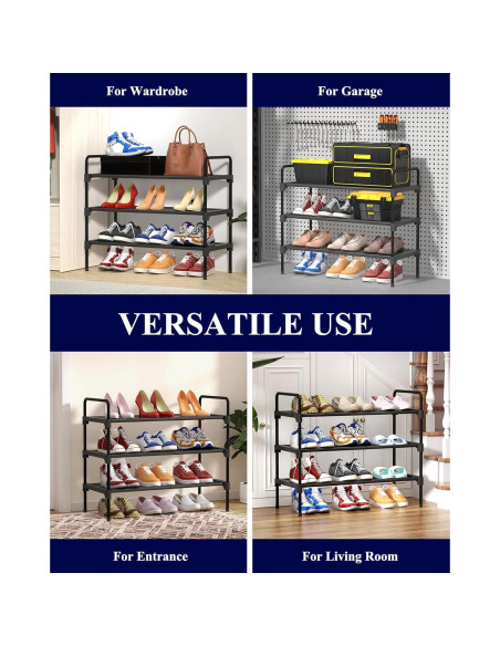 Estante para zapatos Kitsure 3 niveles 70.1x30x57.5cm Negro