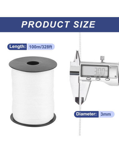 Cuerda de Polipropileno Trenzada MECCANIXITY 100m 3mm Blanca