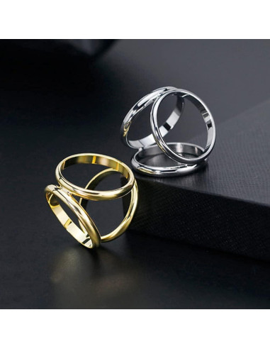 2 Piezas Anillos de Bufanda de Seda QUUPY Oro y Plata