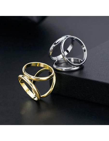 2 Piezas Anillos de Bufanda de Seda QUUPY Oro y Plata