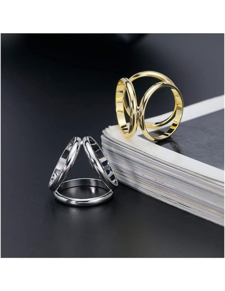 2 Piezas Anillos de Bufanda de Seda QUUPY Oro y Plata