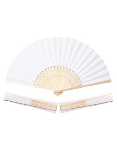 50 Abanicos de Papel Blanco Plegables para Decoración de Bodas