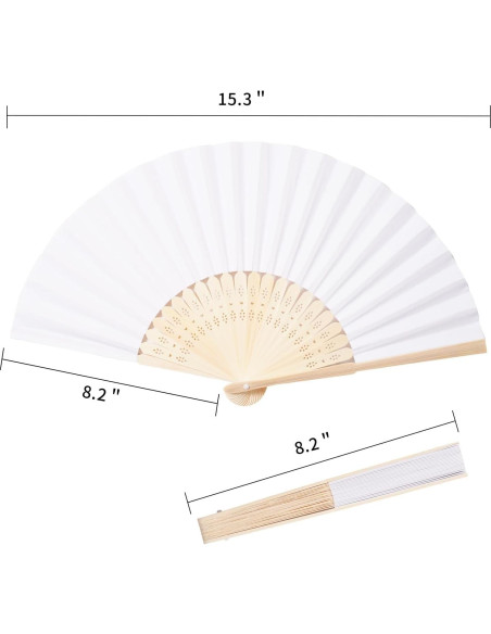 50 Abanicos de Papel Blanco Plegables para Decoración de Bodas