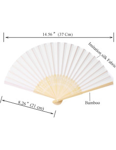 24 Ventiladores de Mano de Seda Imitada SL Crafts - Blanco 2