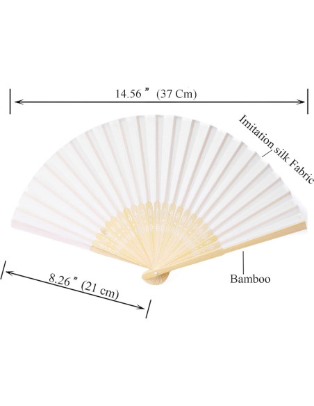 24 Ventiladores de Mano de Seda Imitada SL Crafts - Blanco
