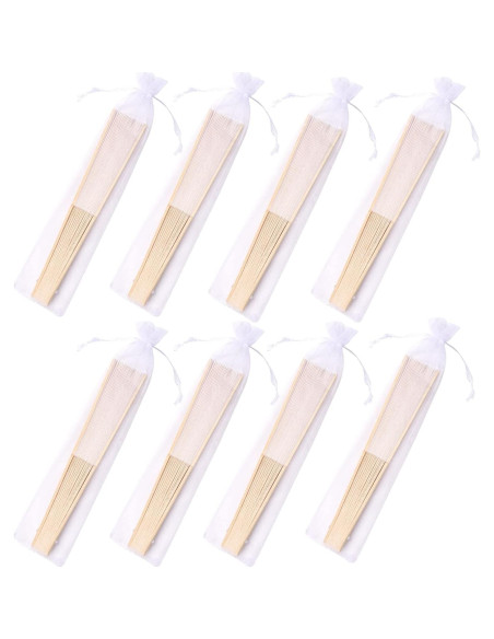 24 Ventiladores de Mano de Seda Imitada SL Crafts - Blanco